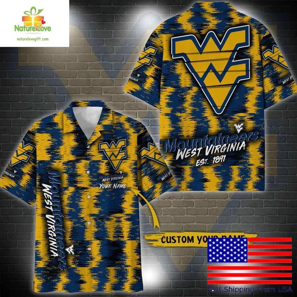 West Virginia Mountaineers Ikat Hawaiian Shirt for Fans