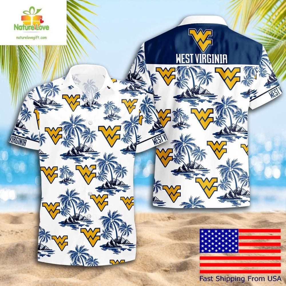 NCAA West Virginia Mountaineers Hawaiian Shirt Coconut Tree Logo