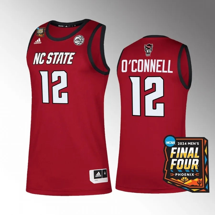 NC State Wolfpack #12 Michael O'Connell 2024 NCAA March Madness Final Four Red Jersey Mens Basketball