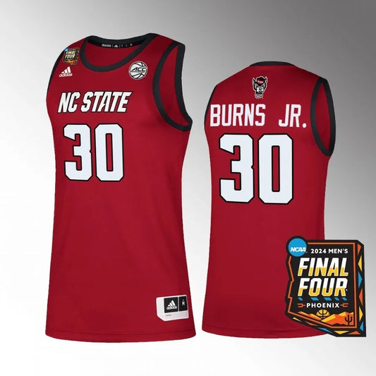 NC State Wolfpack #30 D.J. Burns Jr. 2024 NCAA March Madness Final Four Red Jersey Mens Basketball