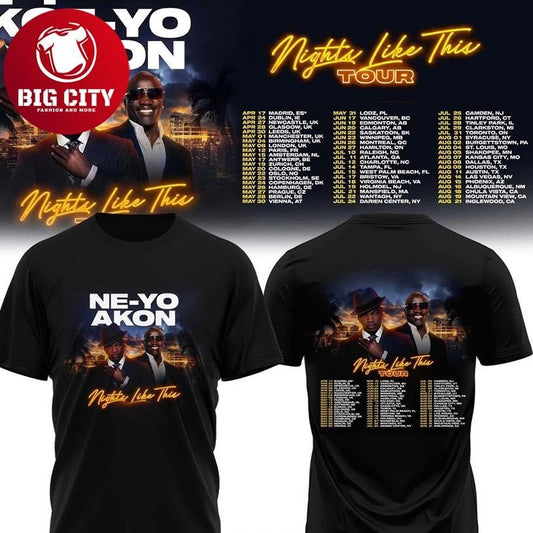 NE-YO &amp; AKON Nights Like This Tour 2026 Two Sided Shirt