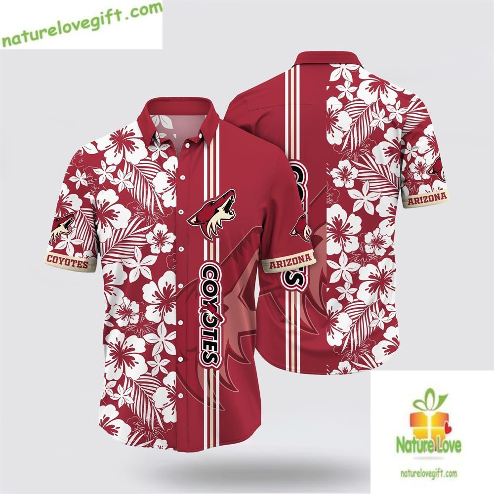 Arizona Coyotes Hawaiian Shirt Tropical Apricot Blossom Summer