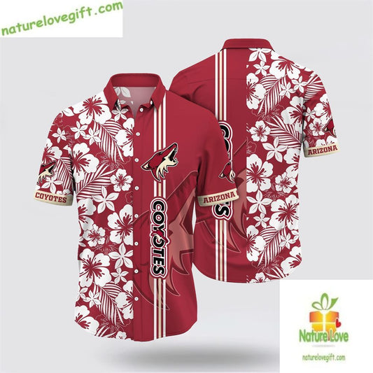Arizona Coyotes Hawaiian Shirt Tropical Apricot Blossom Summer