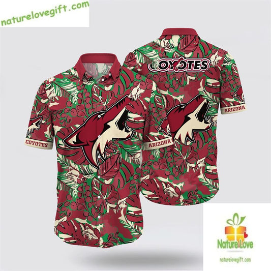 Arizona Coyotes Hawaiian Shirt Tropical Leaf Summer Shirt