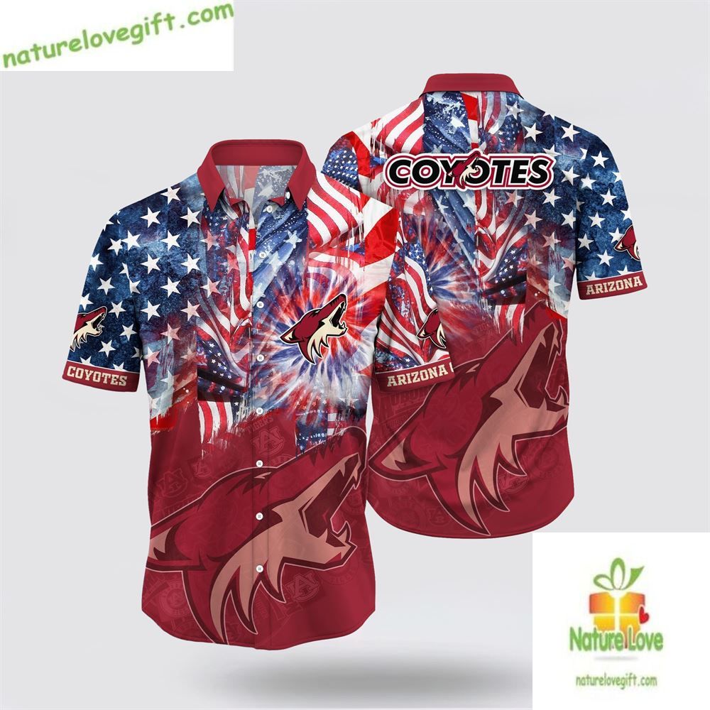 Arizona Coyotes Hawaiian Shirt 4th of July Aloha Shirt Summer