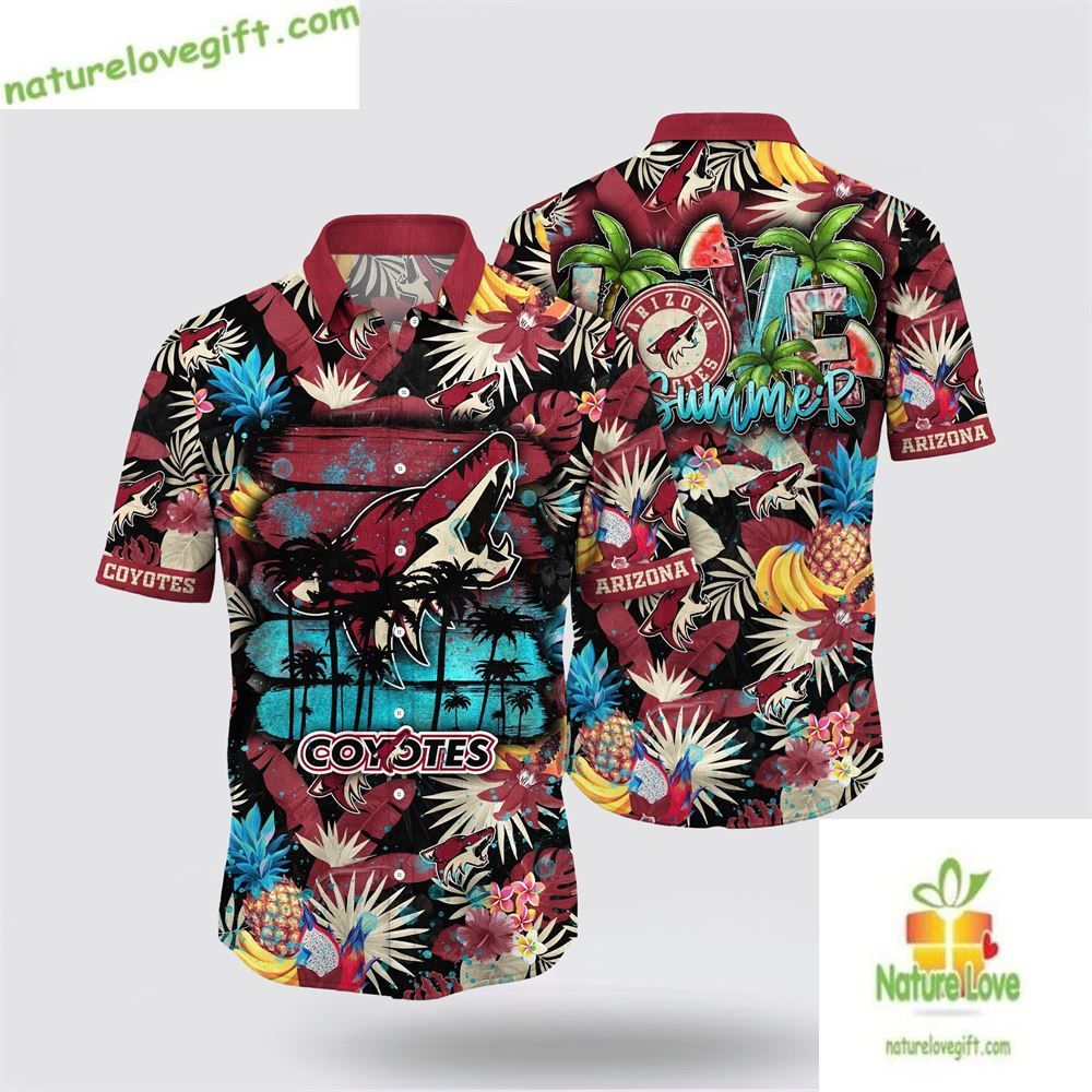 Arizona Coyotes Hawaiian Shirt Tropical Fruits Summer Tee LVJGTFYQCH