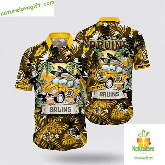 Boston Bruins Hawaiian Shirt Tropical Summer Travel Aloha Shirt