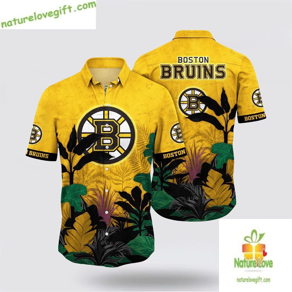 Boston Bruins Hawaiian Shirt Tropical Aloha Shirt for Summer