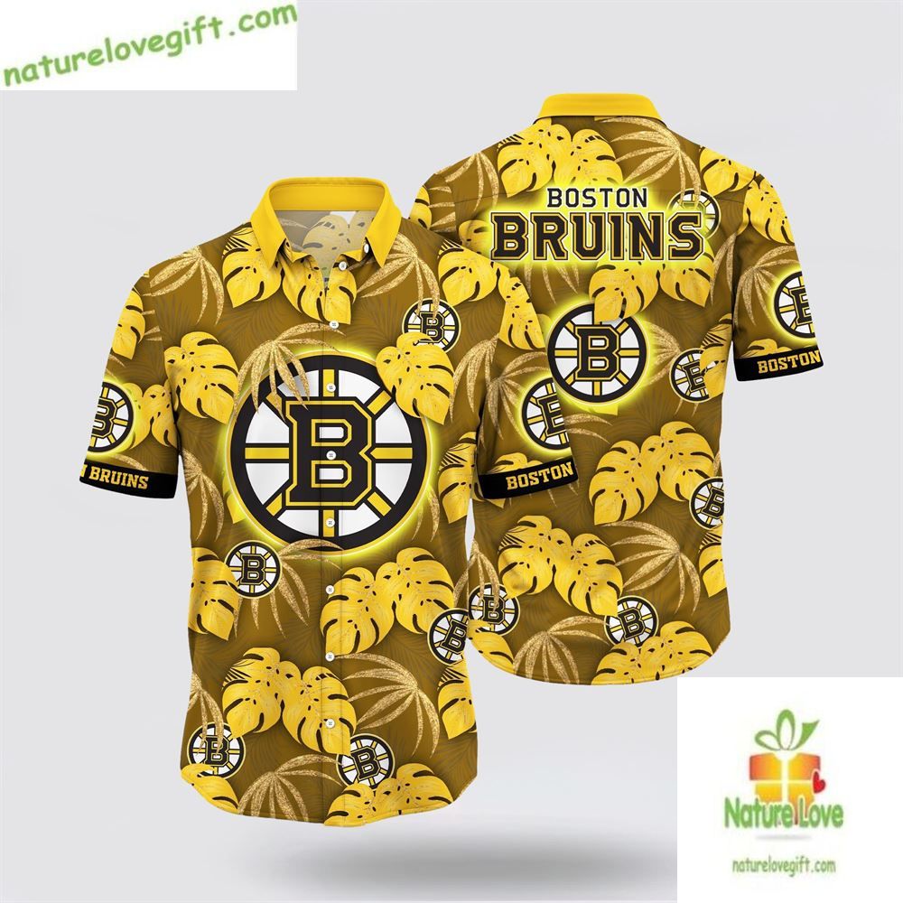 Boston Bruins Hawaiian Shirt Tropical Hockey Fan Summer Tee
