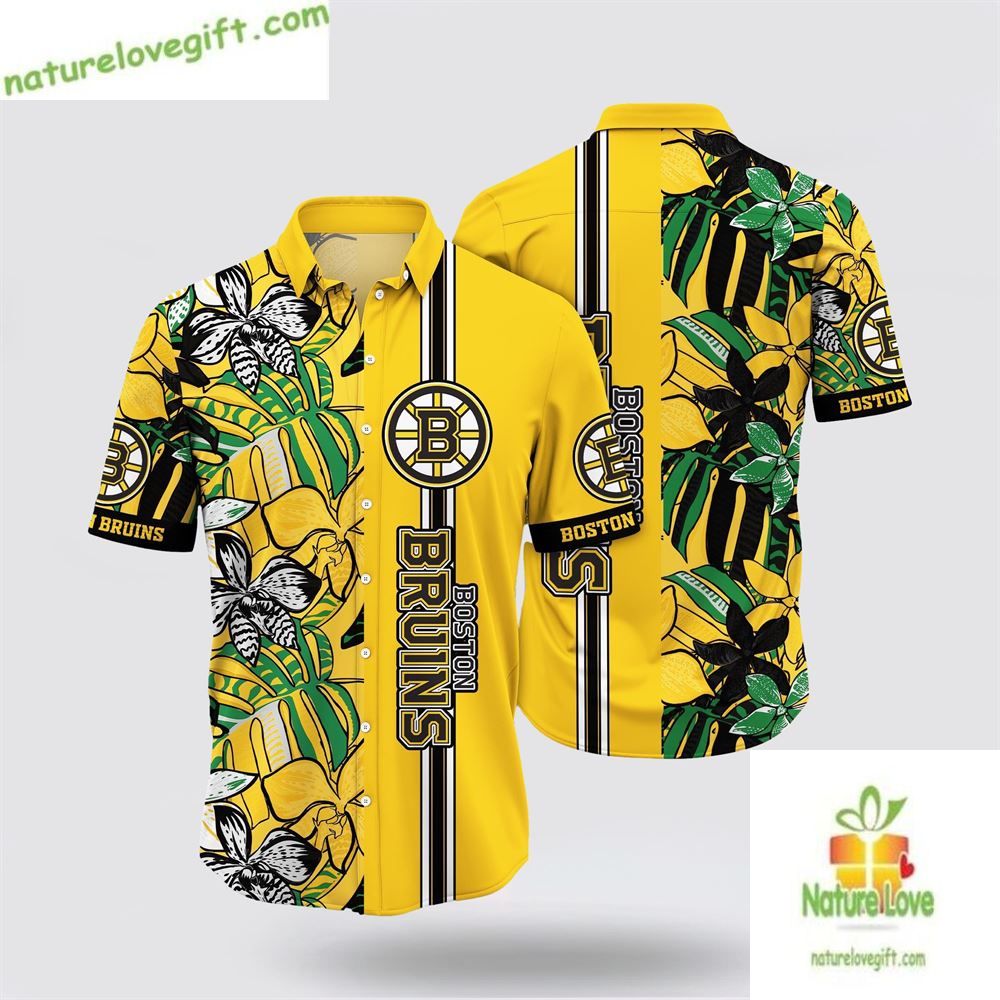 Boston Bruins Tropical Floral Hawaiian Shirt Summer LV MJD6JLV3