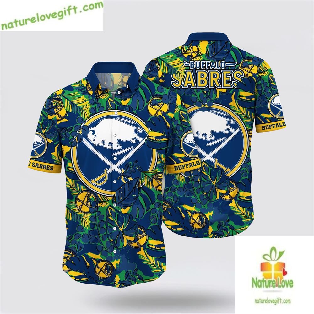 Buffalo Sabres Hawaiian Shirt Tropical Leaf Summer Shirt for Men