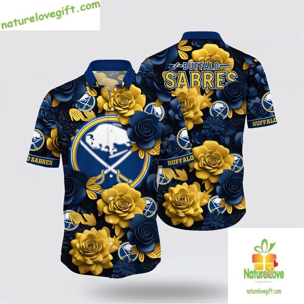 Buffalo Sabres Hawaiian Shirt Tropical Floral Summer Fan Gift