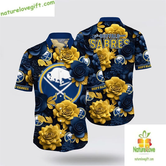 Buffalo Sabres Hawaiian Shirt Tropical Floral Summer Fan Gift