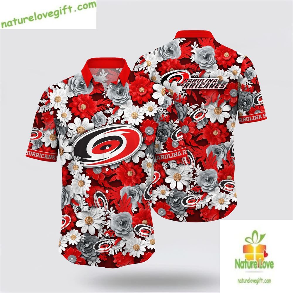 Carolina Hurricanes Tropical Begonia Flower Hawaiian Shirt LV C5OXSVHT