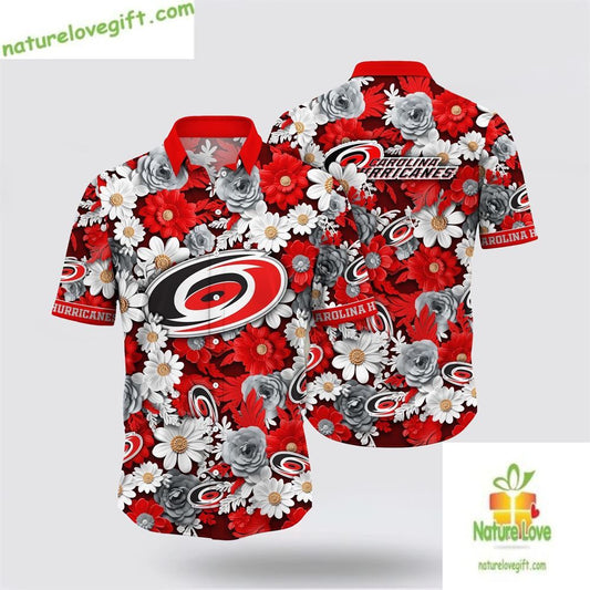 Carolina Hurricanes Tropical Begonia Flower Hawaiian Shirt LV C5OXSVHT