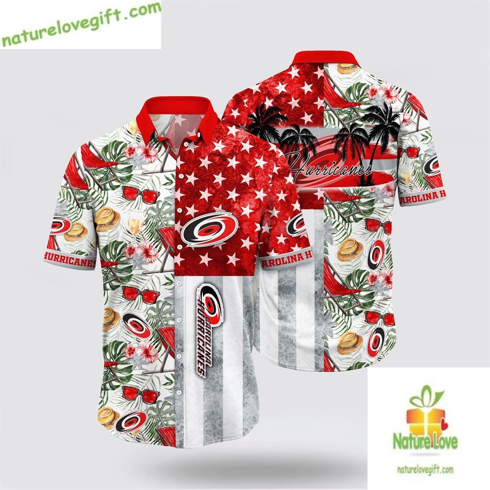 Carolina Hurricanes Hawaiian Shirt Tropical Hat and Glasses Set LV WSQTQ7CT
