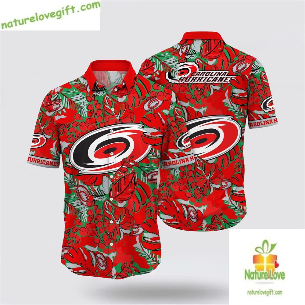 Carolina Hurricanes Hawaiian Shirt Tropical Leaf Summer Fan Gear