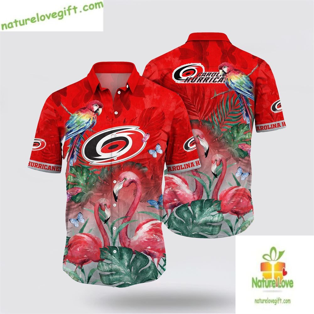 Carolina Hurricanes Hawaiian Shirt Tropical Parrot Flamingo Summer