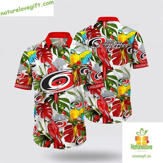 Carolina Hurricanes NHL Hawaiian Shirt Tropical Parrot Fan