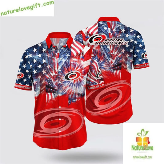 Carolina Hurricanes Hawaiian Shirt 4th of July Aloha Shirt LV AKA6AH3R