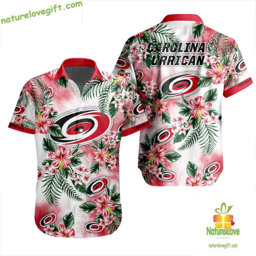 Carolina Hurricanes Hawaiian Shirt Tropical Hockey Button Up Aloha