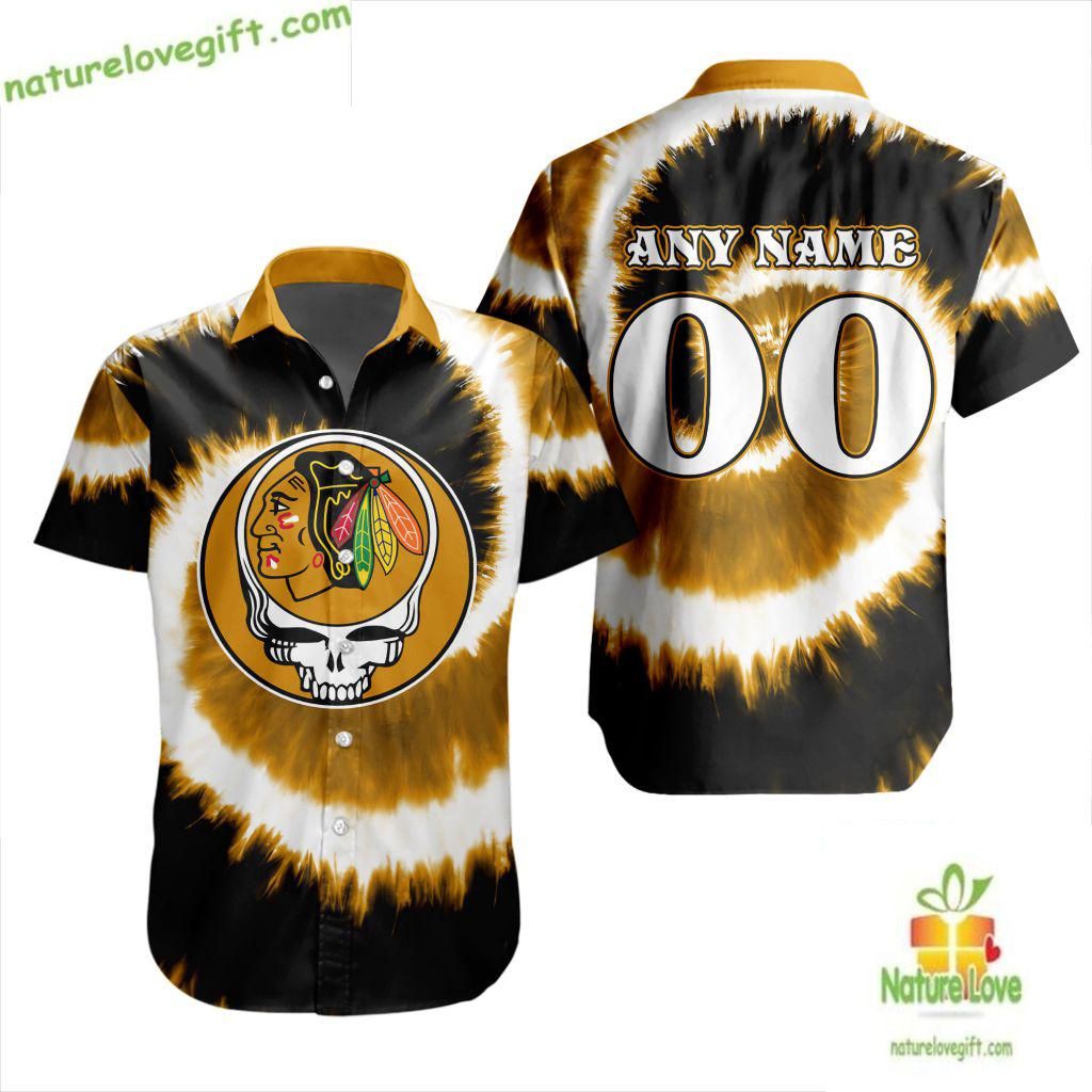 Grateful Dead Chicago Blackhawks Tie Dye Hawaiian Shirt LV2114D3FB70530137