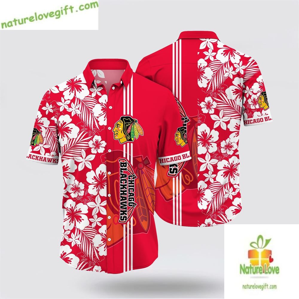 Chicago Blackhawks Hawaiian Shirt Tropical Apricot Blossom Summer Tee