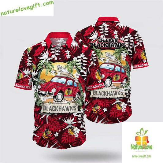 Chicago Blackhawks Hawaiian Shirt Tropical Summer Travel Shirt