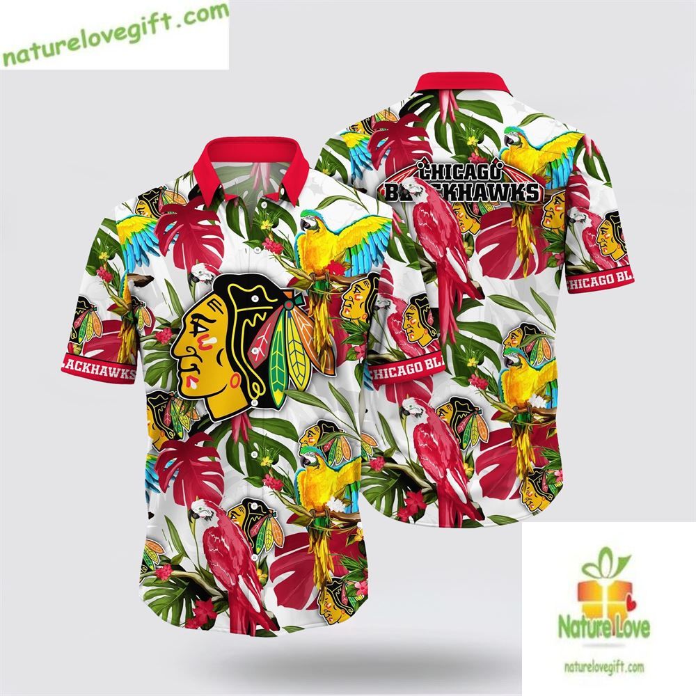 Chicago Blackhawks Tropical Parrot Hawaiian Shirt Summer LVB5QDMMHI