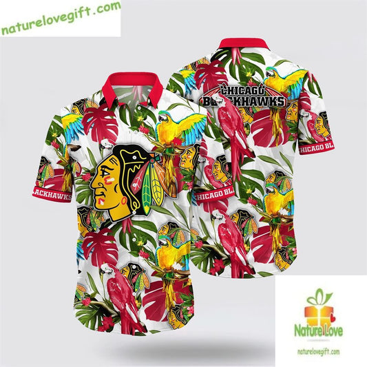 Chicago Blackhawks Tropical Parrot Hawaiian Shirt Summer LVB5QDMMHI