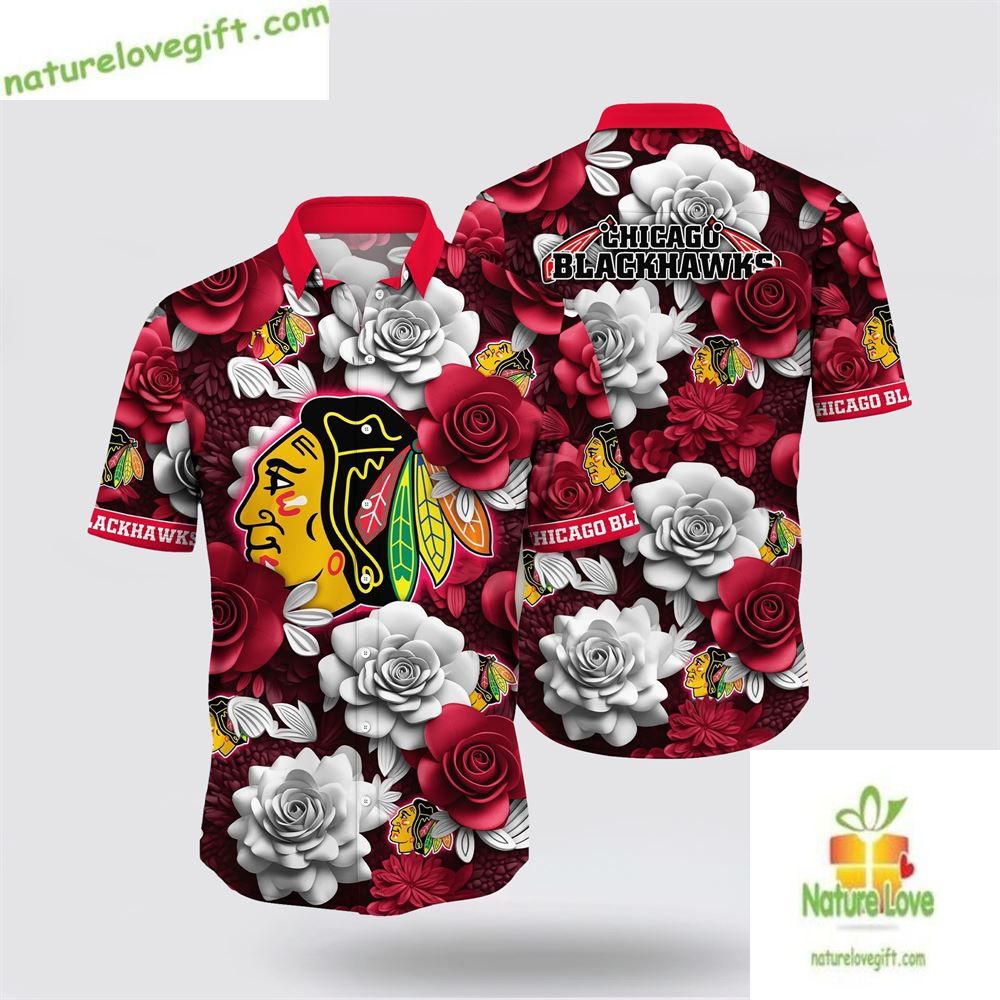 Chicago Blackhawks Tropical Floral Hawaiian Shirt Summer LV2WRFUEZQ
