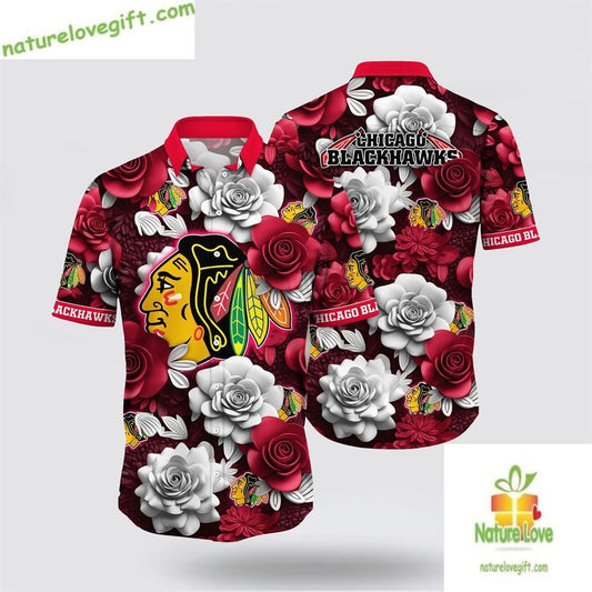 Chicago Blackhawks Tropical Floral Hawaiian Shirt Summer LV2WRFUEZQ