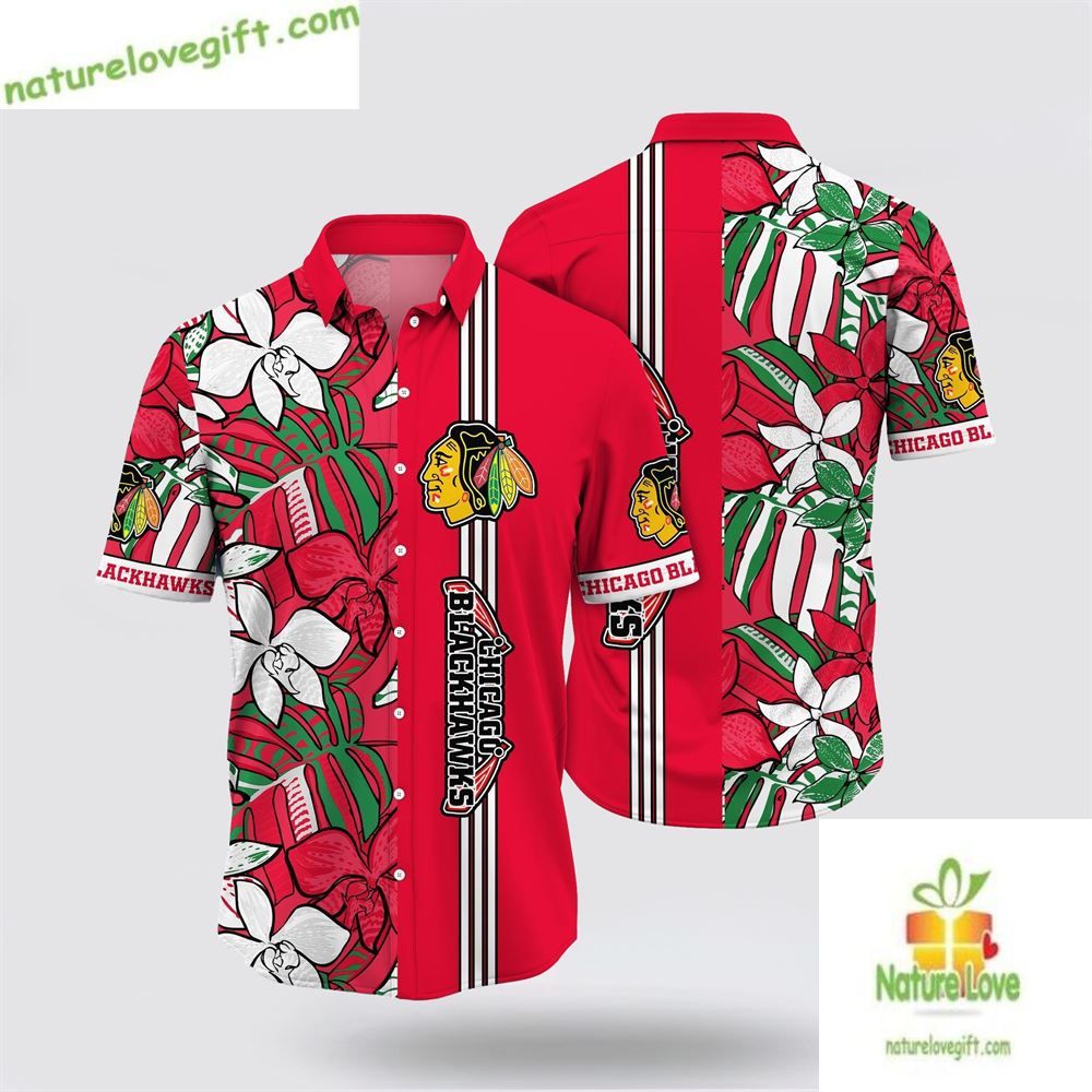 Chicago Blackhawks Tropical Floral Hawaiian Shirt Summer LV0TFVY0FE