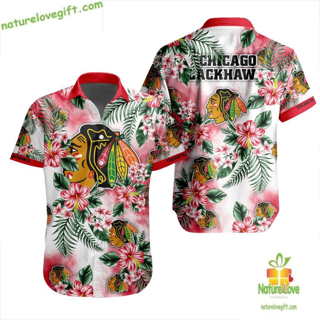 Blackhawks Hawaiian Shirt Tropical Hockey Button Up LV46B678F4EF53F4A9