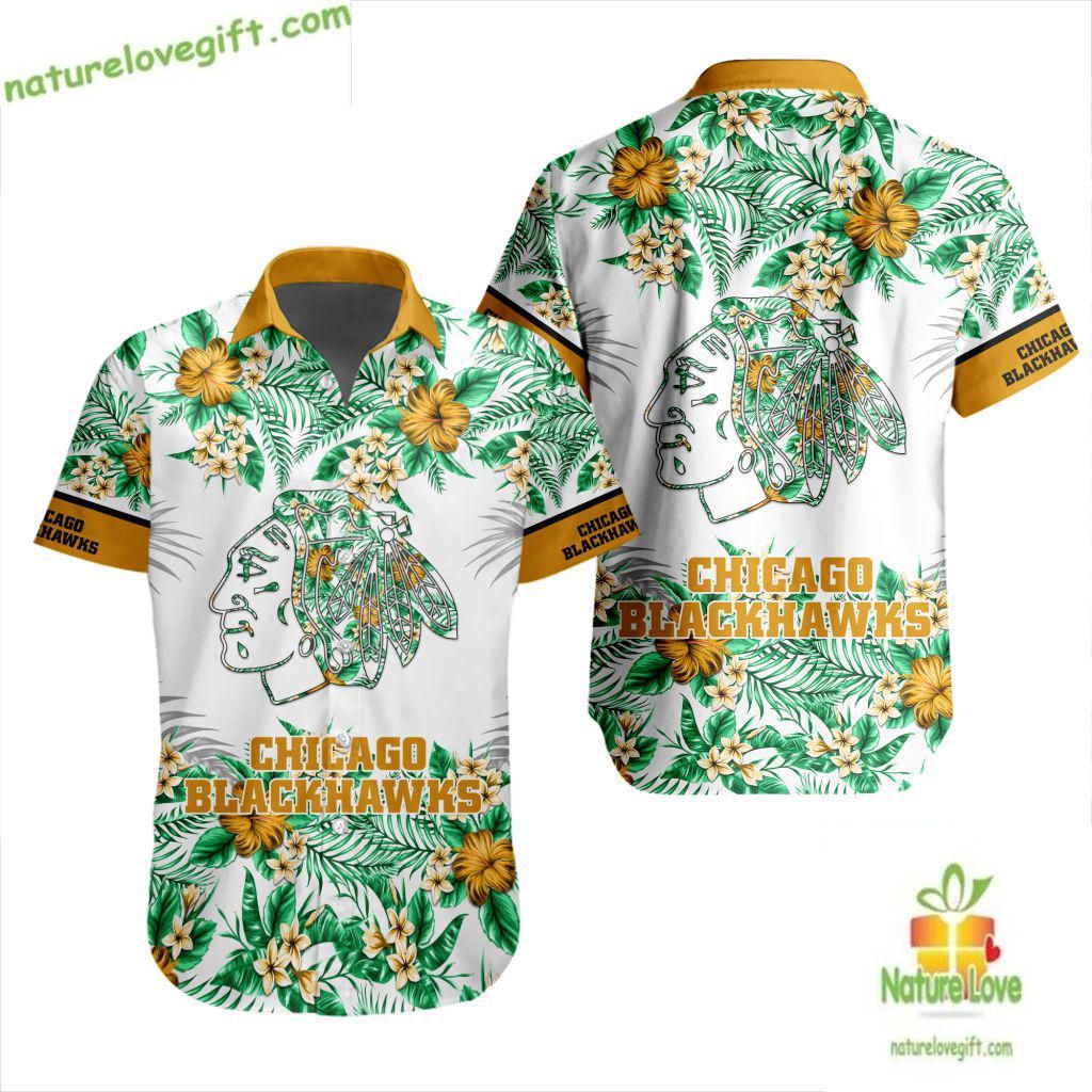 Blackhawks Hawaiian Shirt Tropical Flower Design LV36BCBECF0745A87D