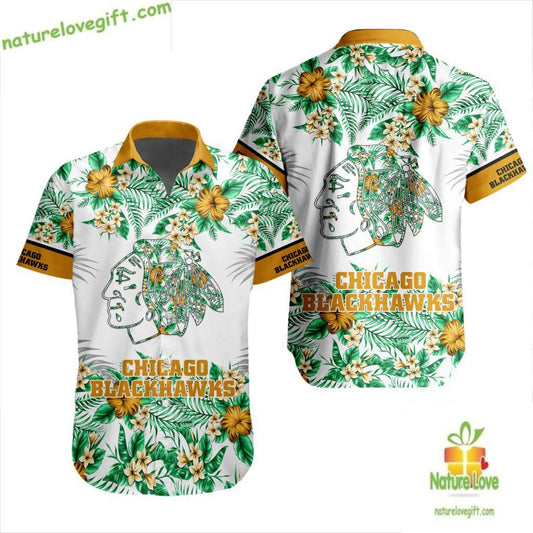 Blackhawks Hawaiian Shirt Tropical Flower Design LV36BCBECF0745A87D