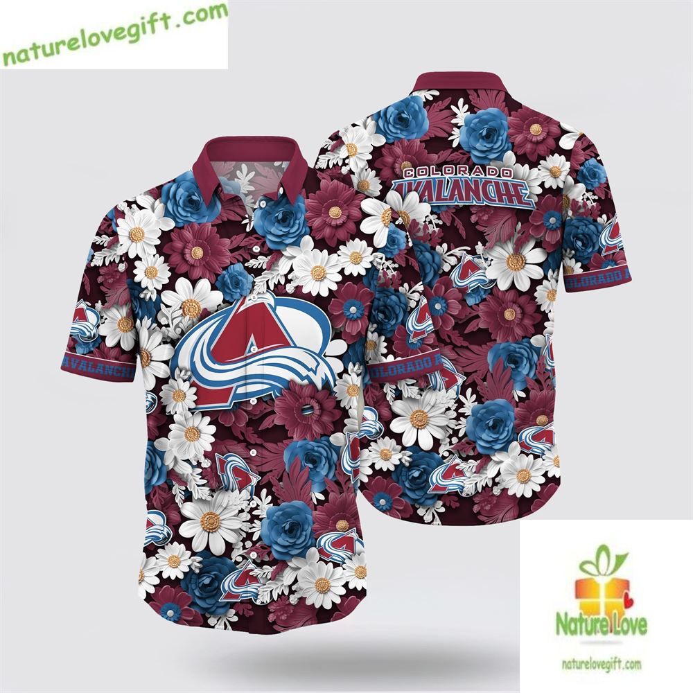 Colorado Avalanche Tropical Begonia Flower Hawaiian Shirt LVNBZHJ6WF