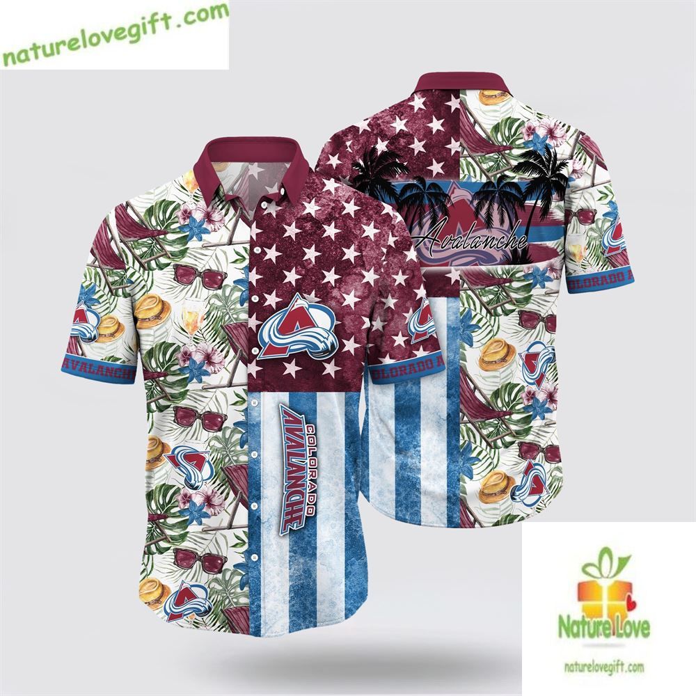 Colorado Avalanche NHL Hawaiian Shirt Hat Glasses Summer Fan Set