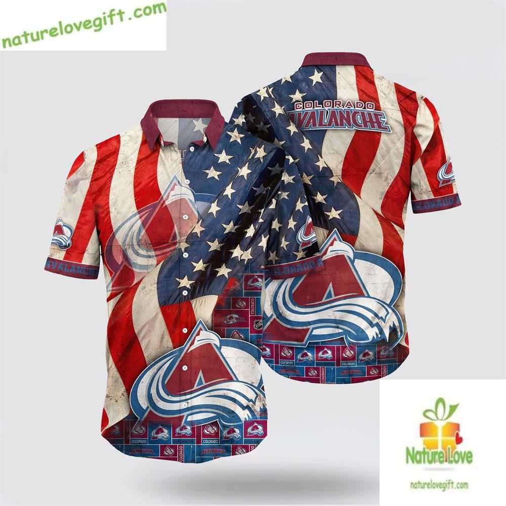 Colorado Avalanche Hawaiian Shirt American Flag Summer Shirt LV GLQWWZPG