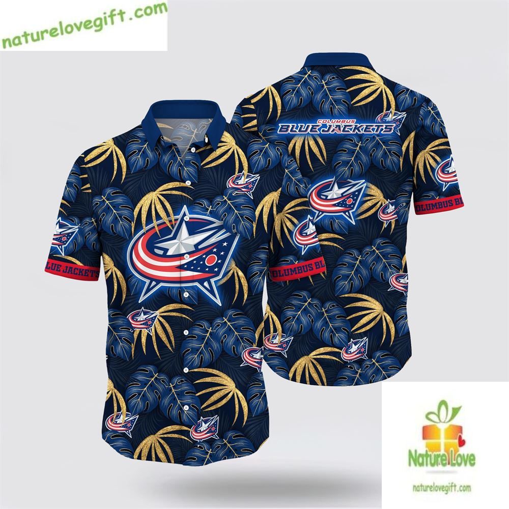 Columbus Blue Jackets Hawaiian Shirt Tropical Summer Fan Gear