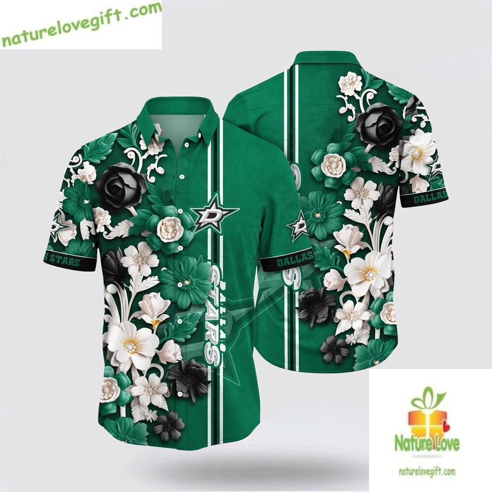 Dallas Stars NHL Hawaiian Shirt Tropical Floral Summer Hockey Fan