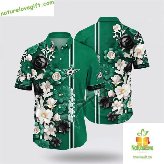 Dallas Stars NHL Hawaiian Shirt Tropical Floral Summer Hockey Fan