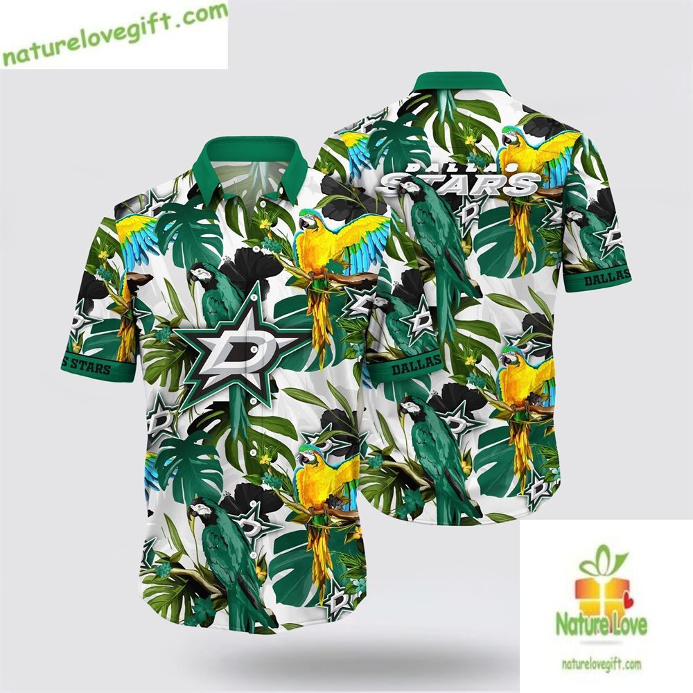 Dallas Stars NHL Hawaiian Shirt Tropical Parrot Summer Tee LV8LGREXO1