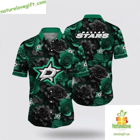 Dallas Stars NHL Hawaiian Shirt Tropical Rose Summer Hockey Fan