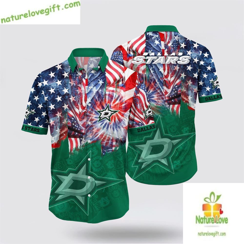 Dallas Stars Hawaiian Shirt 4th of July Summer Aloha Shirt LVRE8SSSPO