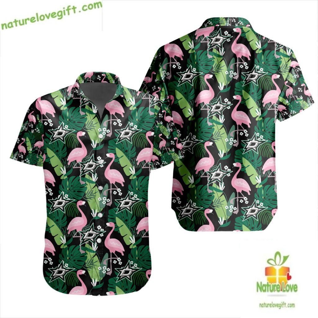 Dallas Stars Hawaiian Shirt Flamingo Button Up LV 21dbce0603668e8e