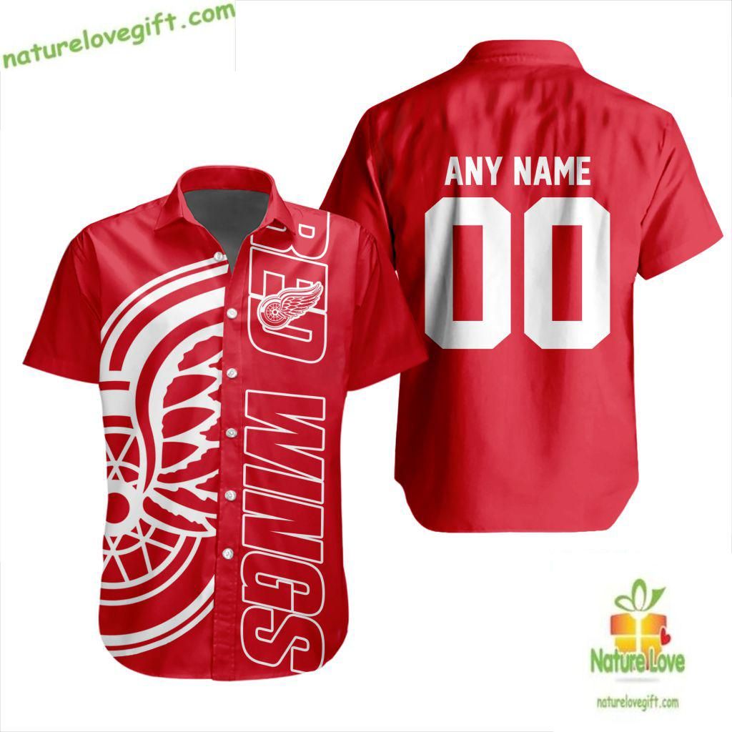 Detroit Red Wings Hawaiian Shirt Hockey Team Aloha Button Down