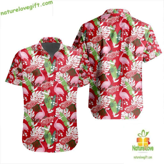 Detroit Red Wings Hawaiian Shirt Flamingo Button Up LV6A6B28F807C76FC1