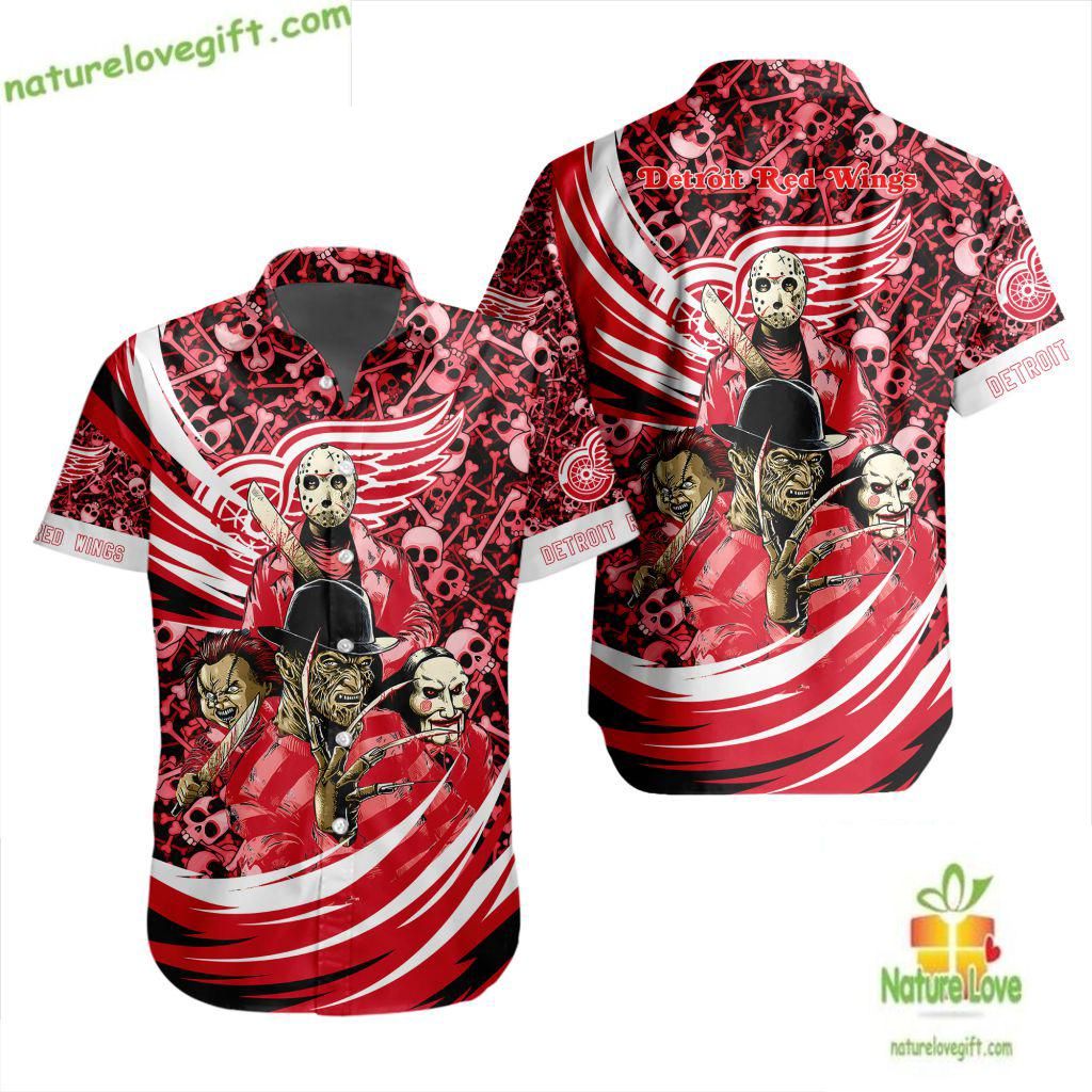 Detroit Red Wings Halloween Hawaiian Shirt Hockey Fan Gift LVF7E0DA3F743501B
