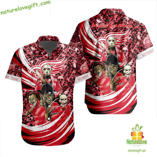 Detroit Red Wings Halloween Hawaiian Shirt Hockey Fan Gift LVF7E0DA3F743501B